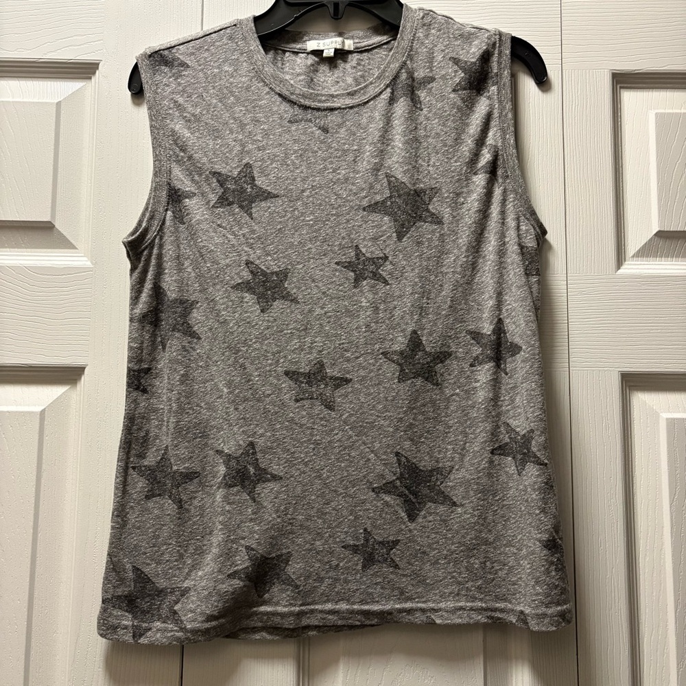 Z Supply Charcoal Gray Star Print Sleeveless Tunic